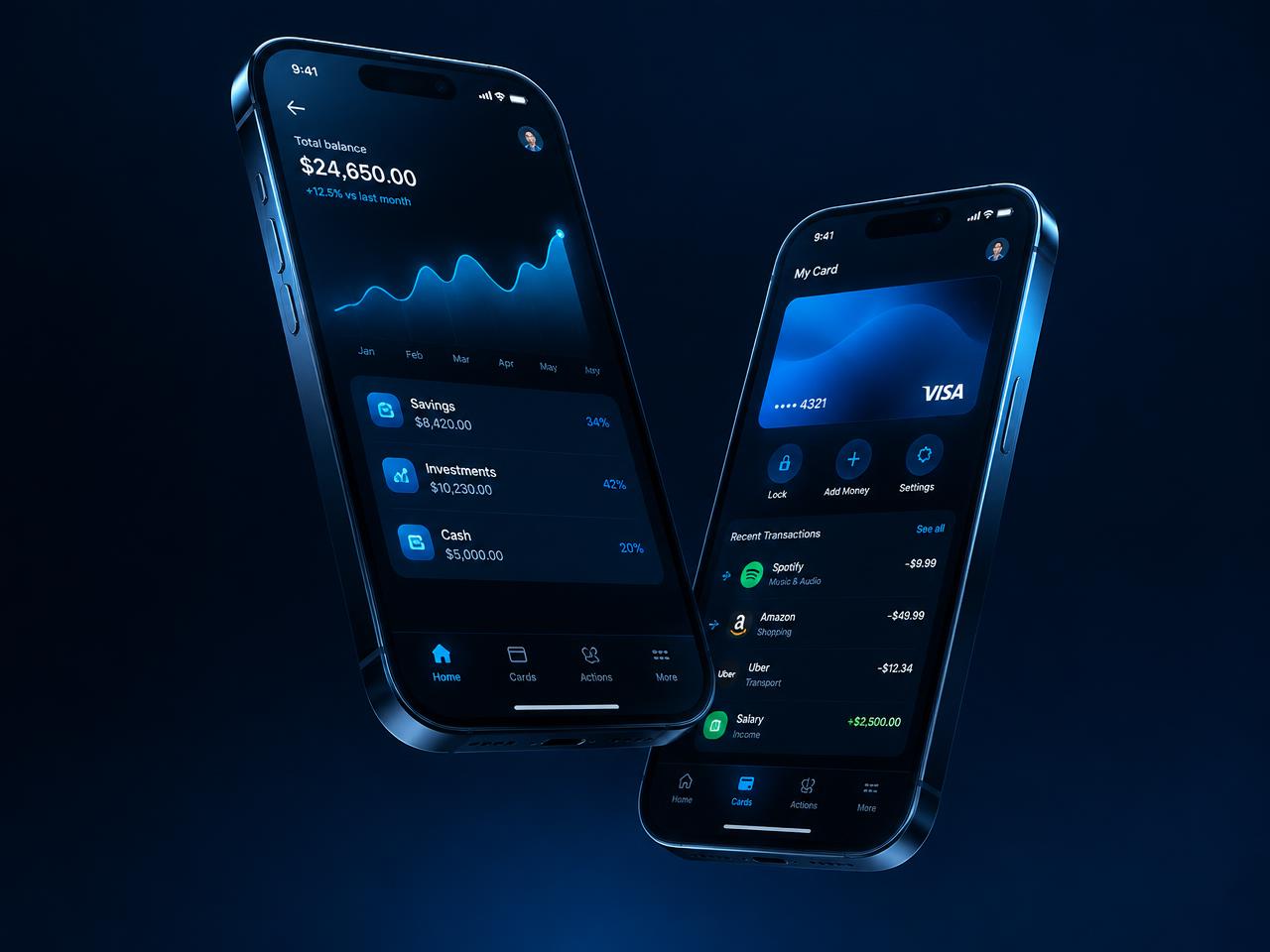 Deux smartphones affichant une application
