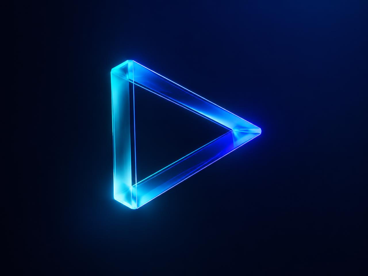 Triangle de verre lumineux, emblème MC DIGITALL